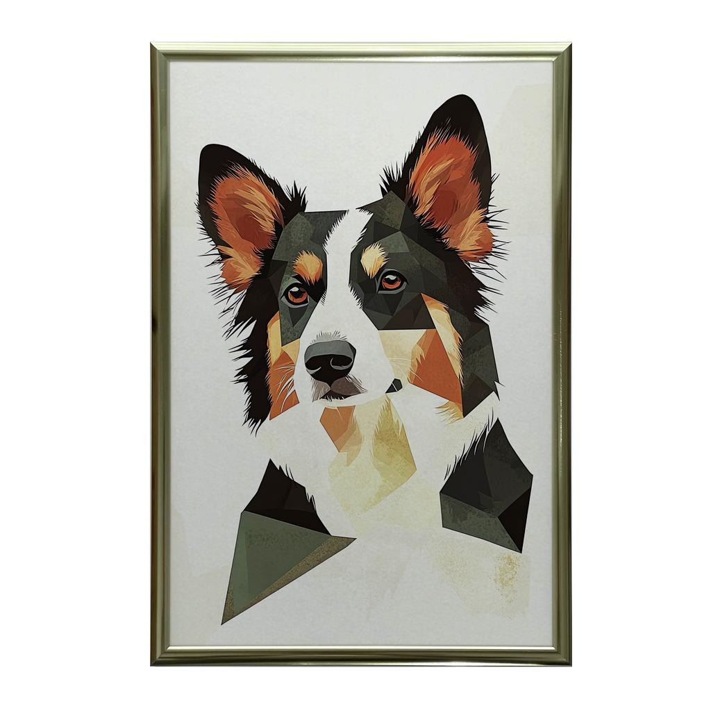 Plakat Uroczy Border Collie Plakat Uroczy Border Collie, 60X90 Cm, Rama Aluminiowa Złota, Papier Matowy 230 Gsm