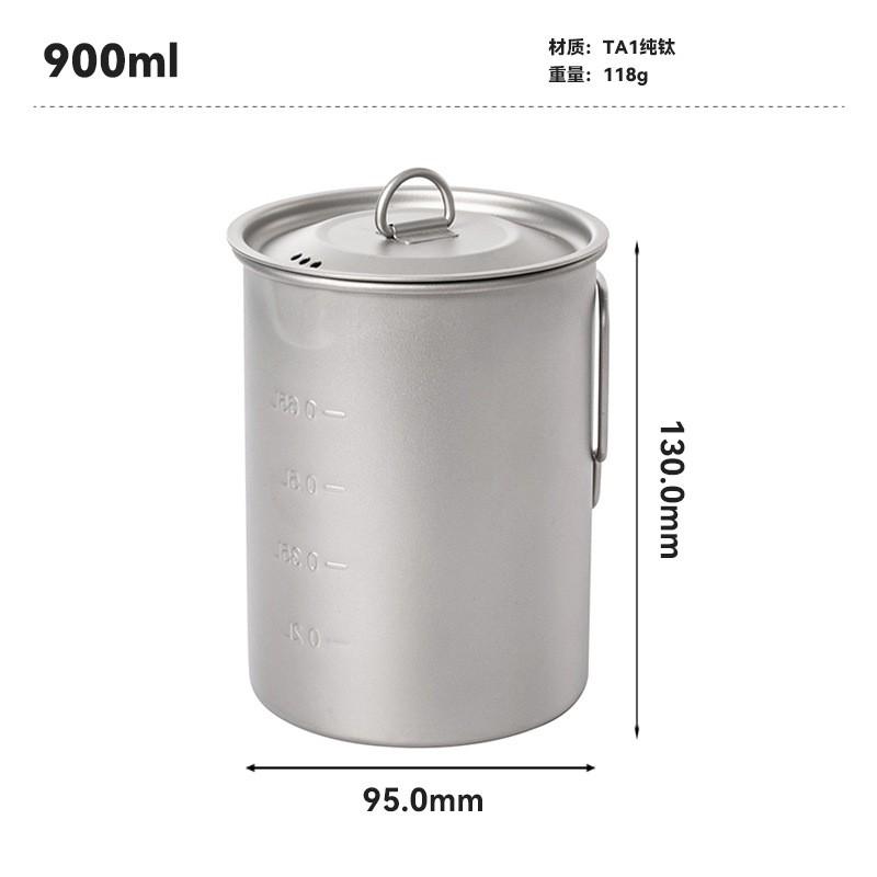 Titanium Single Serving Pot Camping Hiking Backpacking Lightweight Foldable Deep Cookware Cup