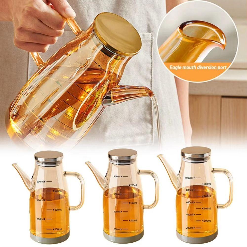 Leakproof Cooking Oil Bottle Rubber Base Soy Sauce Pot Multipurpose Glass Oil Cruet Container  Home