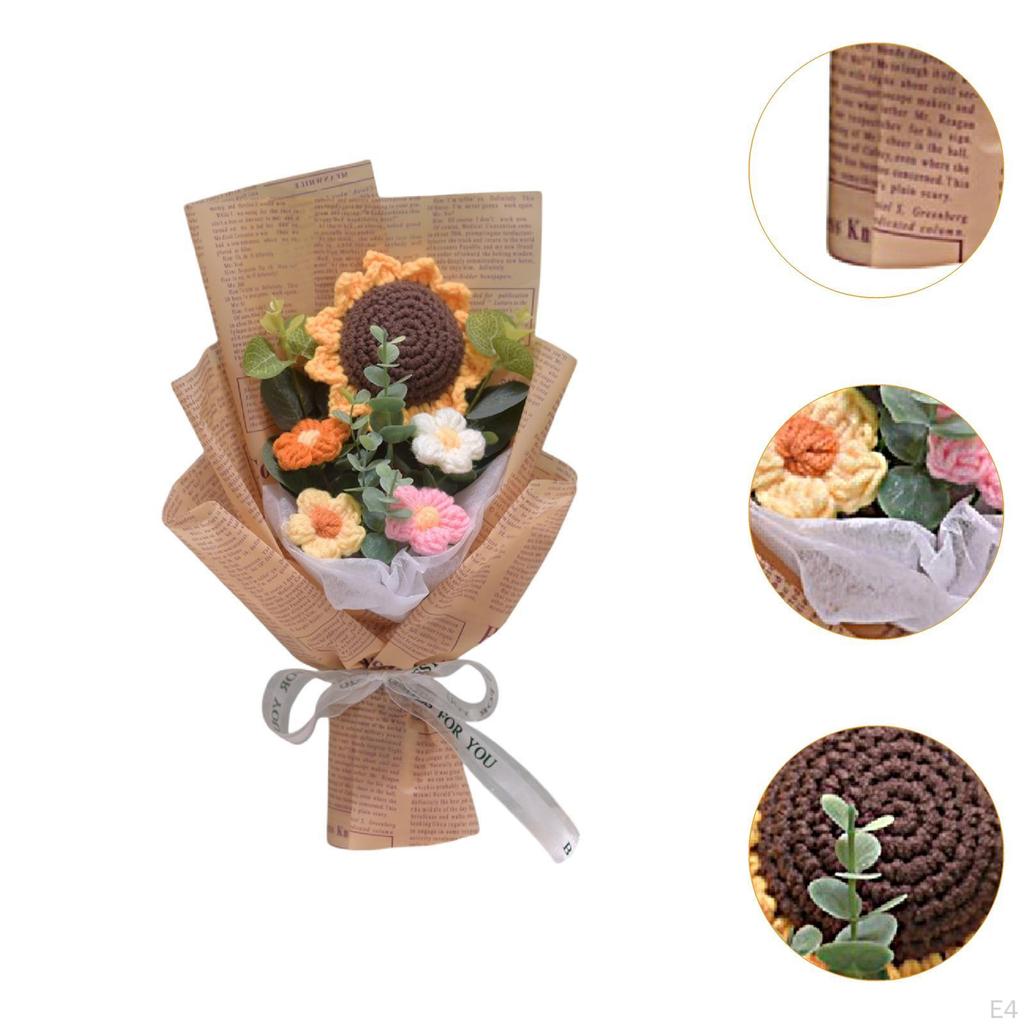 Вязаный крючком букет цветов Искусственный готовый домашний офисный декор Цветочный