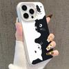 Черно-белая кошка Чехол для iPhone 17, Подходит для iPhone 14 Pro, 13, 16 Pro, для Apple 15 Pro Max, Серебристый цвет, Совместимость с трансграничной доставкой
