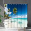 Shower Curtain Waterproof And Mildew-Proof Coconut Tree Beach Beach Bathroom Shower Curtain Shower Curtain Partition Curtain Free Punching