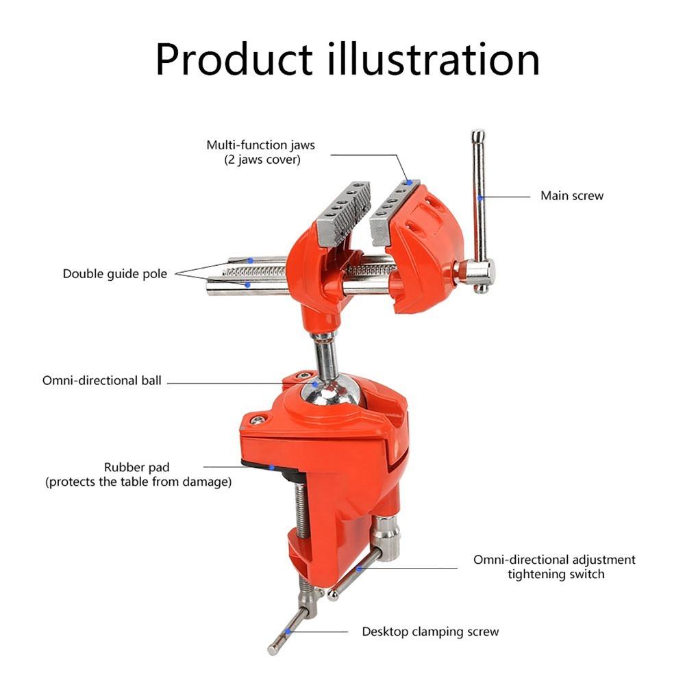 Swivel Base Adjustable Clamp Vise 360° Rotating Table Clamp Vise Metalworking