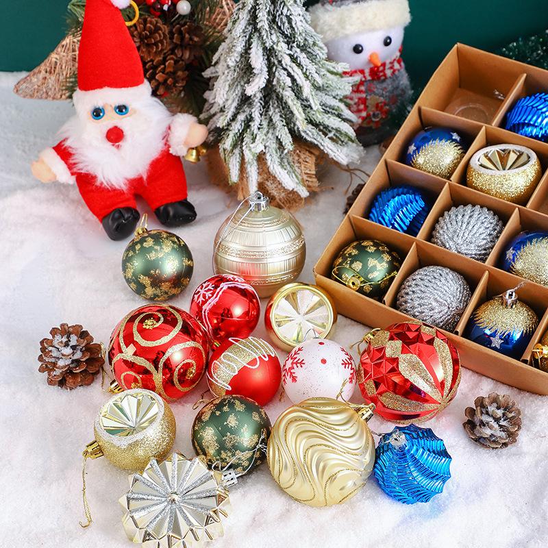 Xmas Tree Ornaments 42/44 Pcs Holiday Decor PVC Glossy Ball Set Christmas Decorations