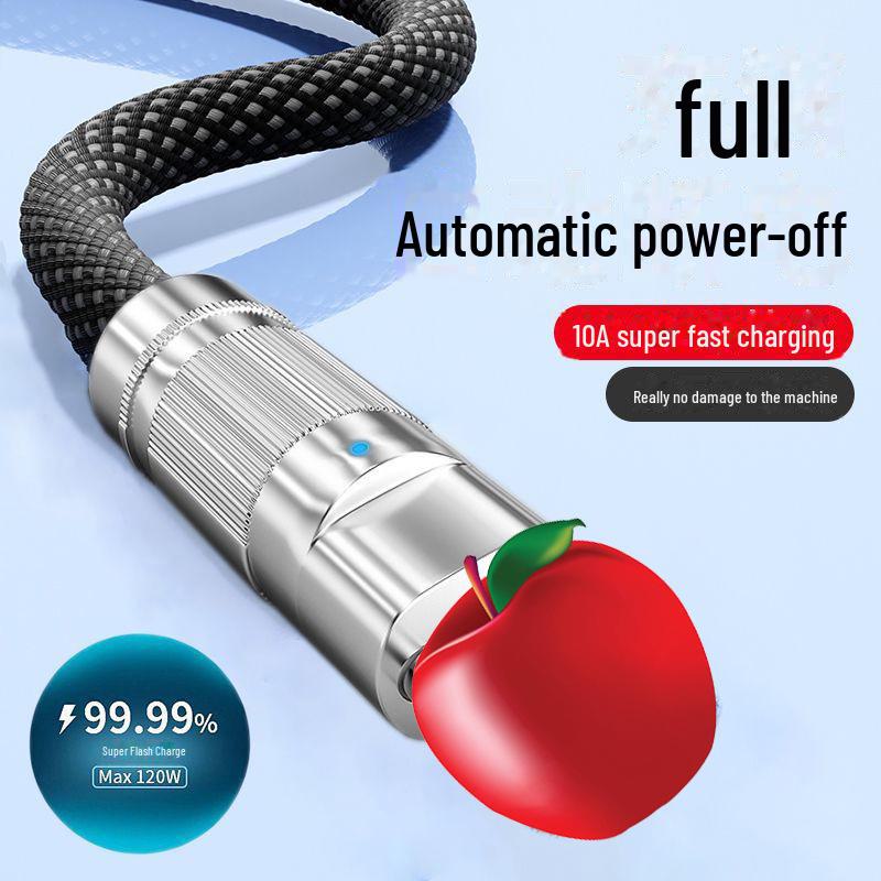 Плетеный кабель USB-C для сверхбыстрой зарядки 120 Вт для Apple, Huawei и Android (6A)