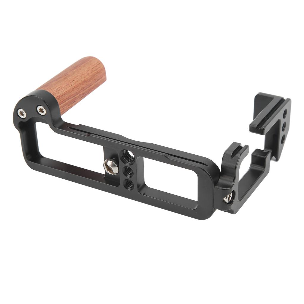 Quick Release Plate Aluminum Alloy CNC L Shaped Camera Shooting Plate with Wooden Handle Fit For