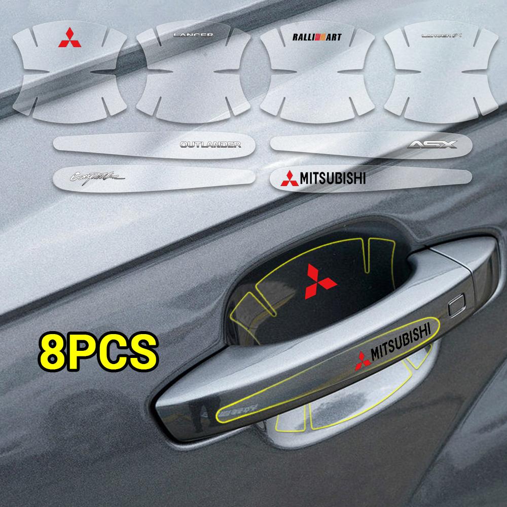kycp1 8pcs Car Car Door Handle Anti-wear Transparent Protective Sticker Auto Accessories For Mitsubishi ASX Lancer EX Outlander L200