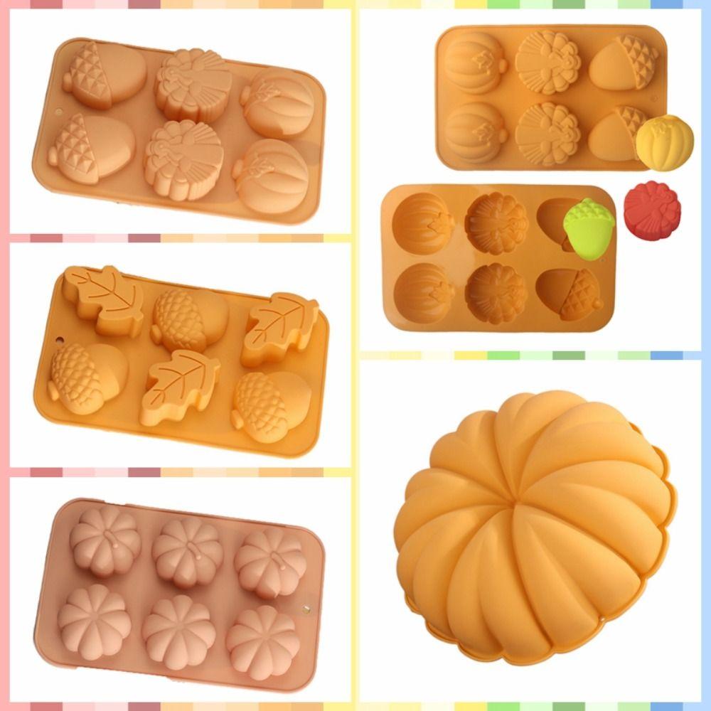 Листья, орехи, узор, Хэллоуин, тыква, форма для торта, силиконовая нетоксичная свеча