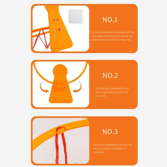 Foldable Basketball Hoop for Kids Adjustable Height Indoor Toy No-Drill Wall-mounted Basketball
