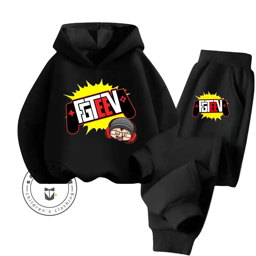 FGTeeV Cartoon Loungewear Идеально подходит для ленивых выходных в помещении Детский креативный дизайн Мультяшный принт Чистый хлопковый комплект с капюшоном