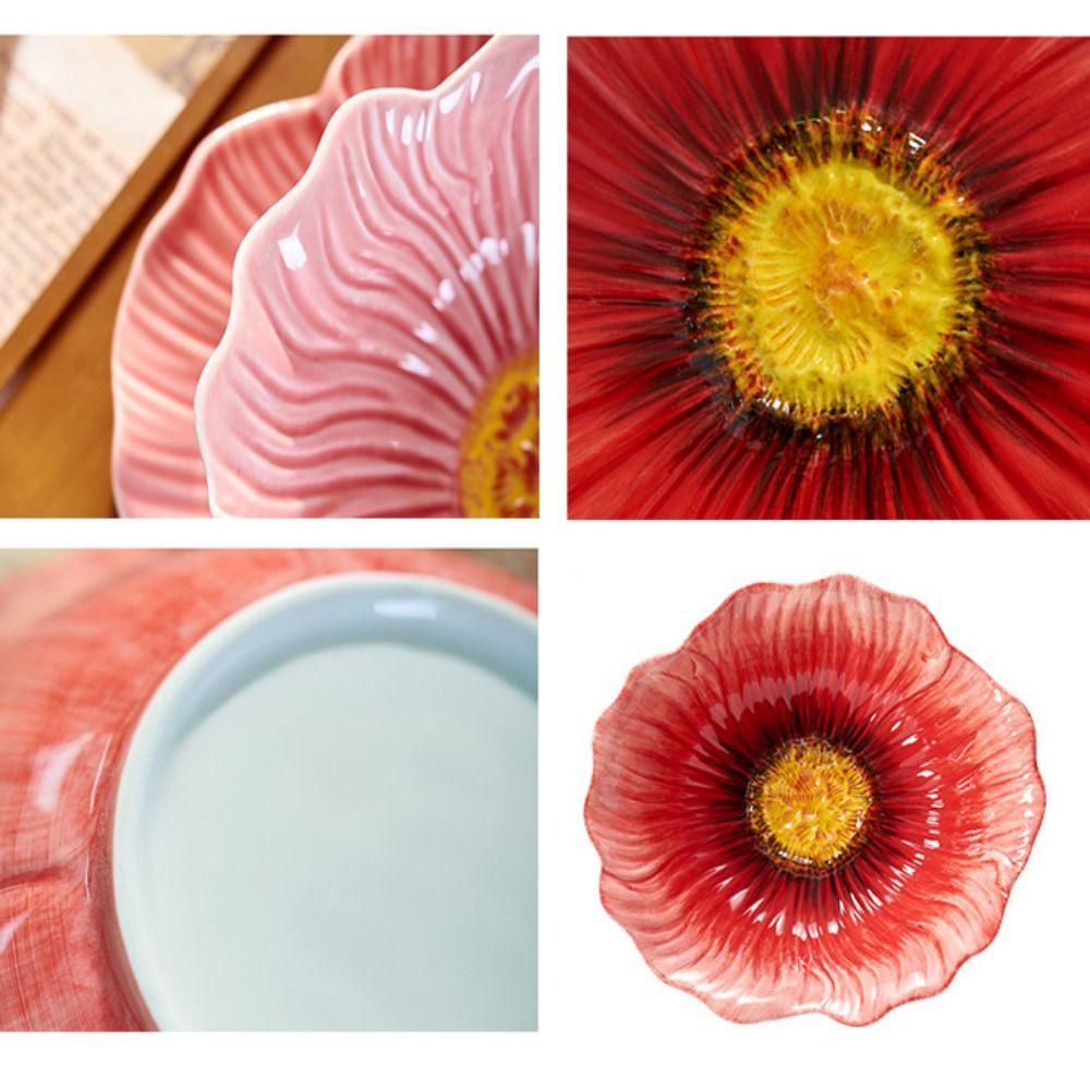 Household Ceramic Flower Plate Light Luxury Decorative Bowl Pastry Dish Soup Bowls Western Food