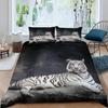 White Tiger Duvet Cover Set Queen Size Wildlife Comforter Covers Animal Print Bedding Set For Boys Girls Kids Art Bedroom Decor