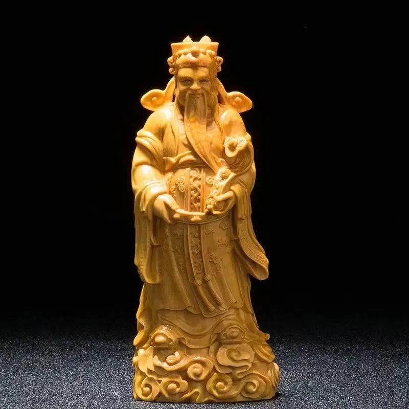 1 шт., резьба по дереву из скального кипариса, украшения, ремесла, украшения для дома, молитва о благоприятных подарках, статуэтка в китайском стиле