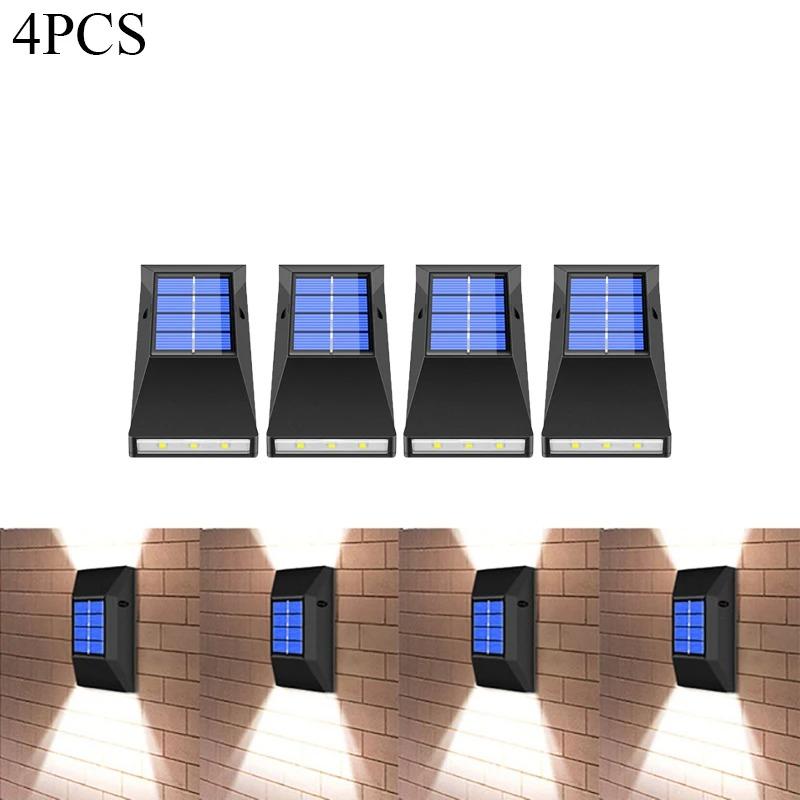 4 шт. солнечный светильник для украшения сада, мощный уличный водонепроницаемый настенный светильник на солнечной энергии, солнечный свет, уличный фонарь