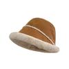 Autumn and winter versatile retro suede fisherman's hat children thickened warm face small plush basin hat plain bucket hat