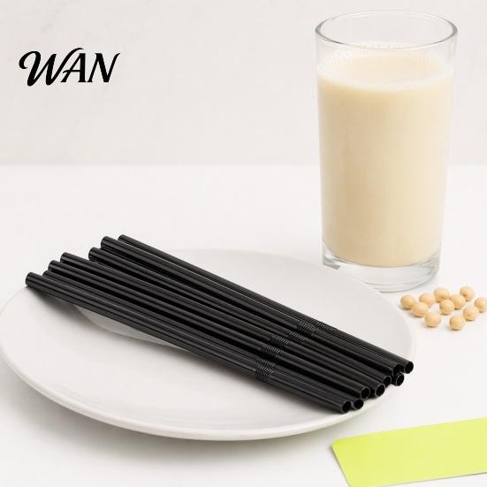 Black Plastic Straws 100PCS Disposable Straws, Colorful Bendable And Straight Food-Grade PP Safe Thin Tube Drinking for Milk Tea Juice Drinks