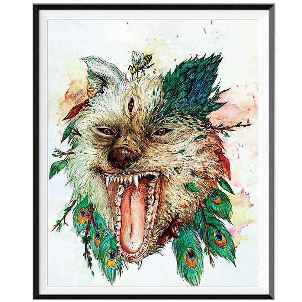 Animal 5D Diamond Painting Full Diamond Wolf Owl Tiger Round Diamond Mosaic Pattern Home Decoration Diy Handmade