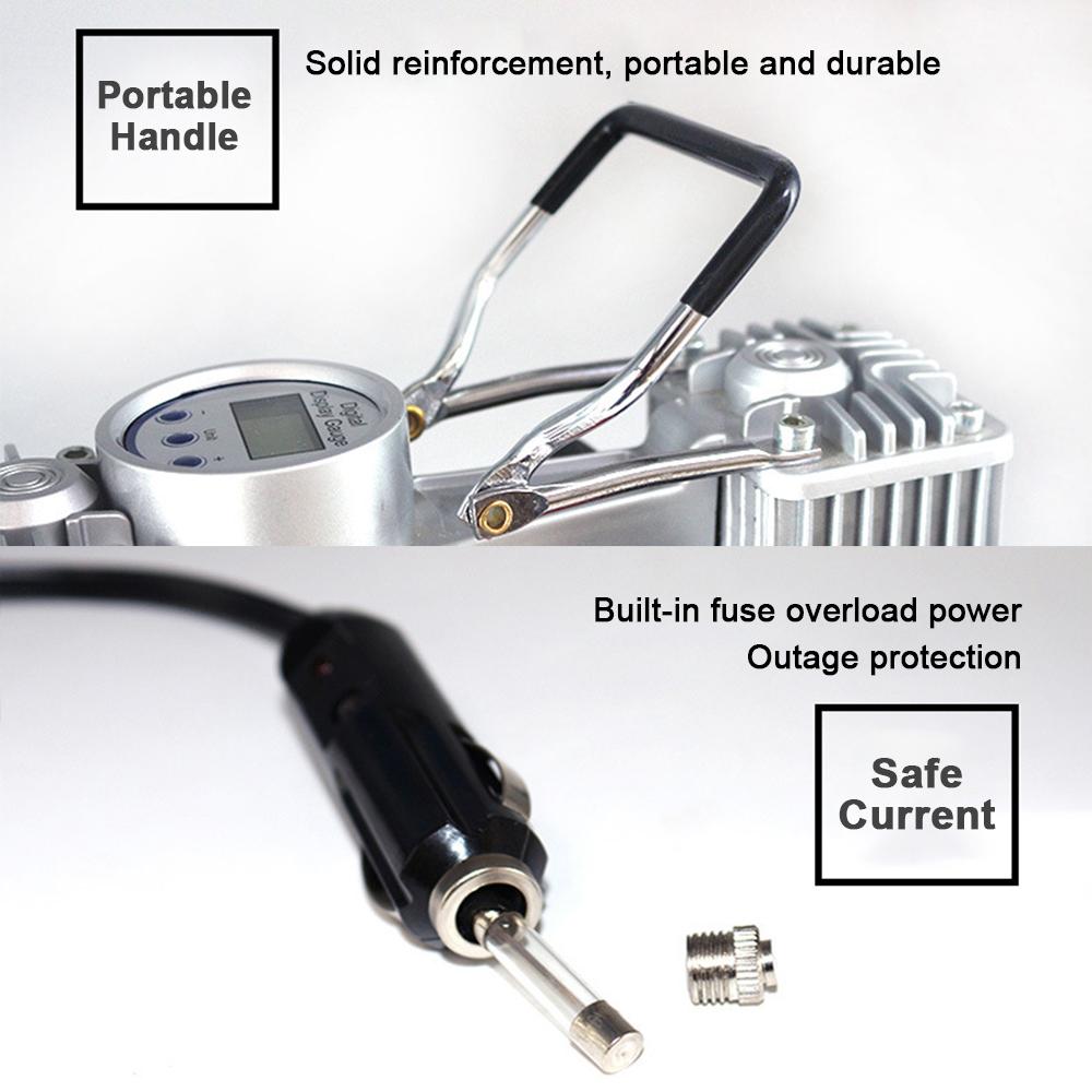12V Двухцилиндровый Автомобильный Воздушный Насос Многофункциональный Портативный Цифровой Дисплей Высокомощный Электрический Насос для Накачки Шин Автомобиля