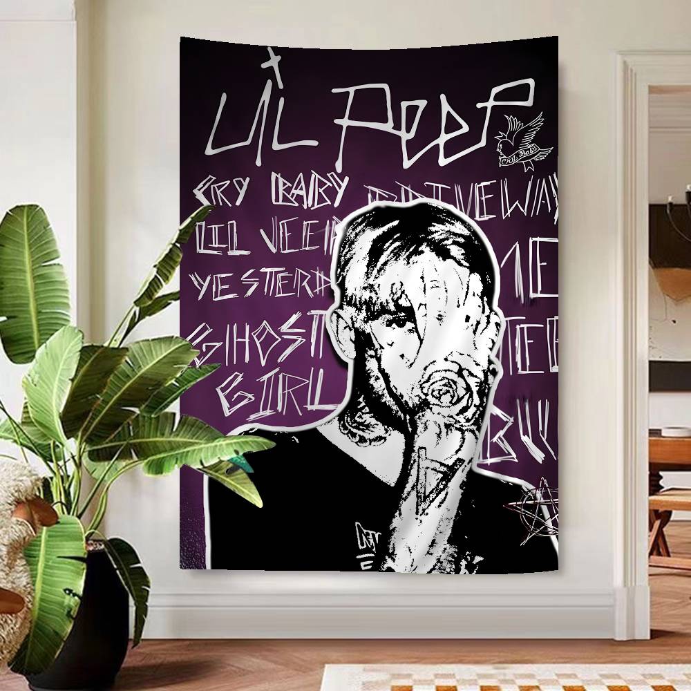 Хип-хоп рэпер Lil Peep Напечатанный Большой настенный гобелен Искусство Научная фантастика Комната Домашний декор Декор Покрывало