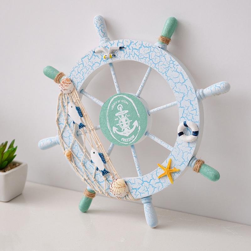 Mediterranean Ship Rudder Decoration Nautical Boat Wheel Helm Wooden Craft Home Living Room Decoration Accessories