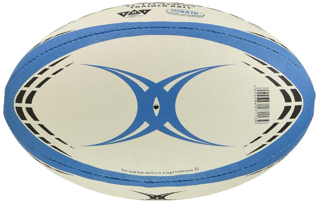 Тренировочный мяч Gilbert Тренировочный мяч для регби Размер 5 Школьный G-TR4000 (Голубовато-черный, (Старшеклассники/Работающие взрослые)) [Использовал]