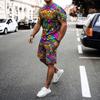 Men Sets Summer 2 Piece Outfits Sets Tshirt and Shorts Tracksuit Men's Oversized Cloth Streetswear Vintage Personality 3D Print