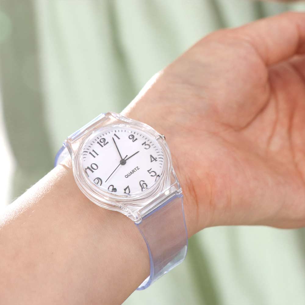 Good Sport Band PVC New Women Transparent Analog Stainless Steel Wrist Watch Watches Quartz