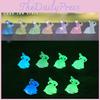 Adorable Glow In The Dark Bunny Resin Miniature Figurine For Terrariums And Displays