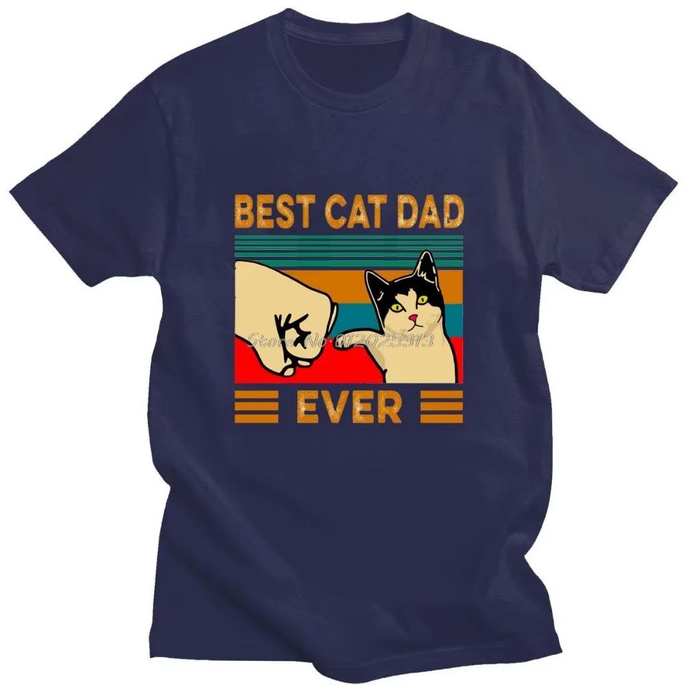 Мужские футболки премиум-класса Best Cat Dad Ever Paw Fist Bump Fit Vintage Cotton High Quality Black Casual Korean Fashion New Tshirt Tops