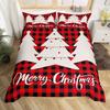 Набор пододеяльников «Счастливого Рождества», Покрывало с красной клеткой «Буффало», Покрывало с клеткой, Рождественская елка, Лось, Олень, Снежинка, Комплекты постельного белья
