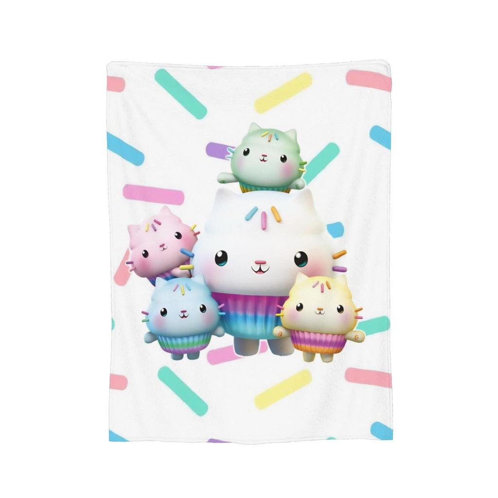 Cartoon Cute Gabby Dollhouse Blankets Flannel All Season  Portable Warm Throw Blanket for Bed Bedroom Rug Piece