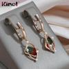 Watermelon Zircon Dangle Earrings For Women With Pearl Kinel Bride Wedding Jewelry Gift