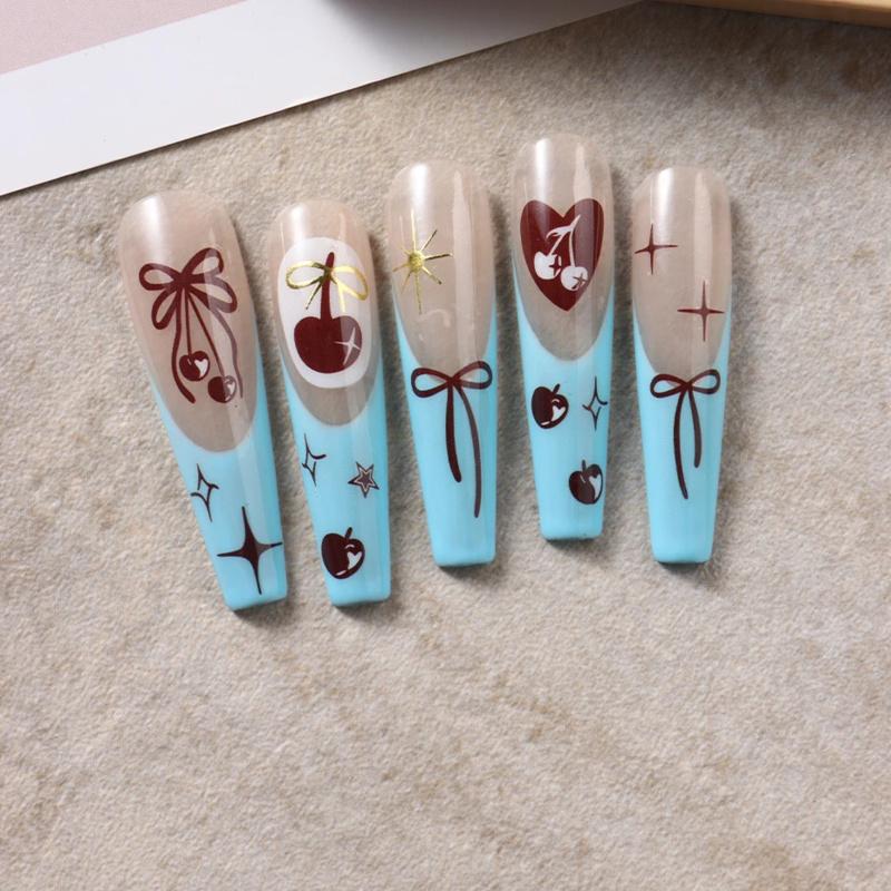 1pc Cherry Bow Nail Sticker Y2K Style 3D Sweet & Cool Nail Art with Hearts & Stars for DIY Nails