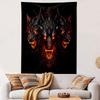 "Fiery Three-Headed Wolf Design" Patterned Tapestry Decorative Wall Hanging, Home Bedroom Living Room Decor