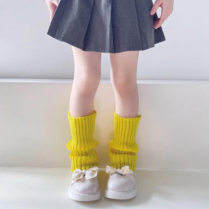 Sweet Girls Candy Color Korean Kids Leg Warmers Knitted Foot Cover Children Solid Autumn Winter Elastic Versatile Elephant Socks