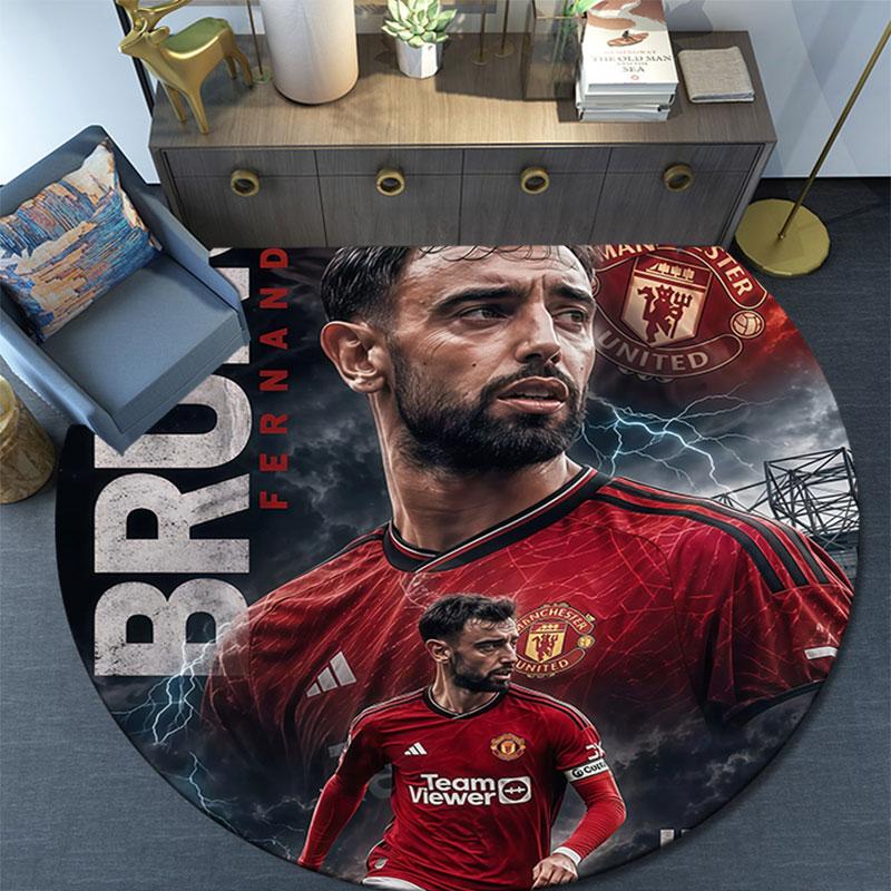 Bruno Fernandes pattern round rug,Carpet Rug for Living Room Bedroom Playroom ,Non-slip Floor Mat,Holiday Gifts and Birthday Gifts.