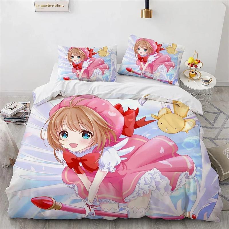 Постельный комплект Cardcaptor Sakura, Пододеяльник Одеяло Комплект для кровати Наволочка, Размер Кинг Квин Твин для мальчиков девочек взрослых