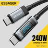 Кабель Essager USB C к USB Type C 240 Вт 5A PD 3,1, зарядное устройство для быстрой зарядки, цифровой кабель для iPhone 15, ноутбука MacBook Pro Xiaomi