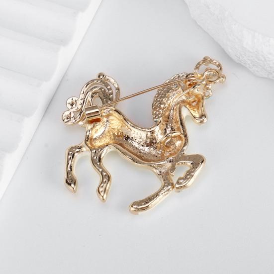 Cute Enamel Horse Brooch Rhinestone Horse Lapel Pin Alloy Animal Brooch Pin Outfit Accessory for Coats Scarves Bags