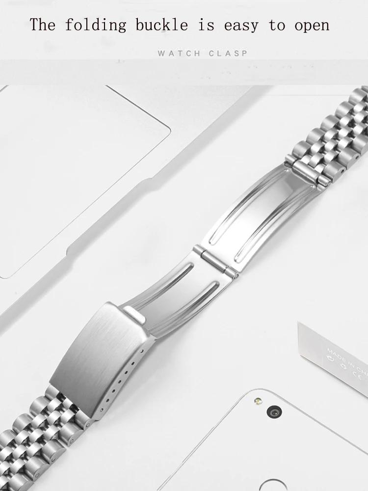 Fine Steel Watch Strap For Rolex Log Oyster Steel Belt 13mm 17mm 20mm Male And Female Folding Buckle Stainless Steel Watch Band