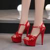 Sexy Women Platform Heels Cross Strap Ankle Buckle Sandals 15cm Stiletto Heeled Nightclub Pole Dance Shoes