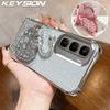 KEYSION Противоударный чехол с гальваническим покрытием для Infinix Hot 60 Pro+ Hot 60 5G 60i 4G Прозрачный ТПУ Блестящий Чехол-подставка в виде лебедя с драгоценными камнями