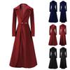 Women's Long Windbreaker Temperament Solid Velvet Long Sleeved Buttoned Coat Jacket