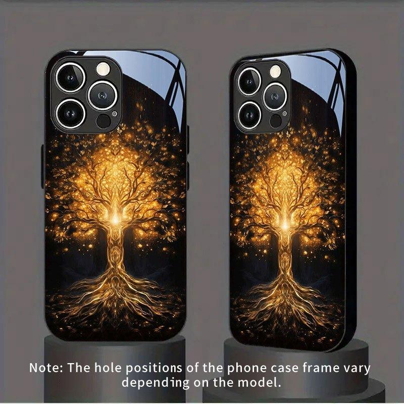 Черный Чехол из Закаленного Стекла Jinhui Life Дерево Жизни для Samsung Galaxy S25 S24 S23 Ultra Plus FE Ударопрочный Чехол