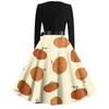 Women's Fashion V-Neck Casual Slim Halloween Printed Long Sleeve Dresses