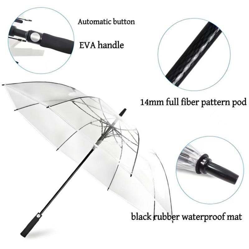 Eco-Friendly PVC Transparent Golf Umbrella,Wind-Resistant,Thick and Sturdy Long-Landled,Large-Sized Umbrella