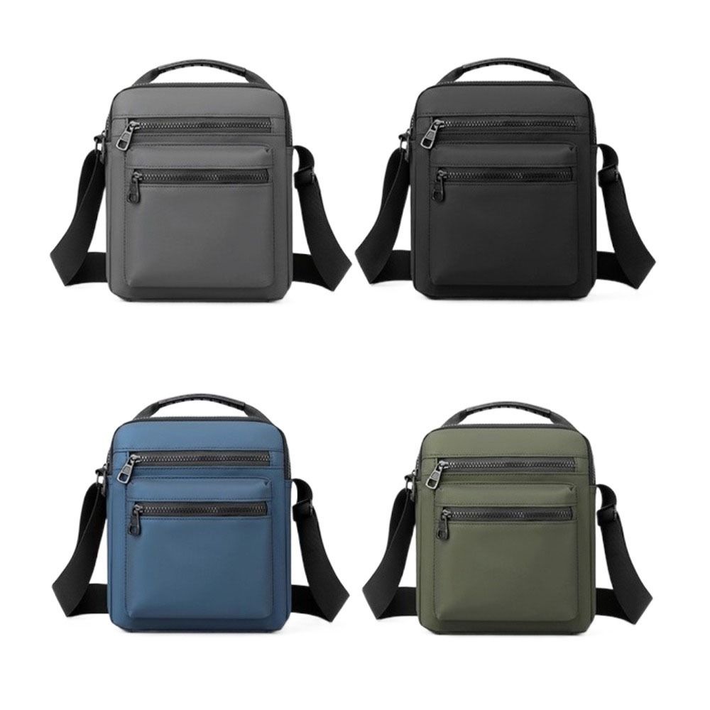 Solid Color Men Crossbody Bag Multifunctional Small Square Bag Fashion Nylon Shoulder Bag  Business