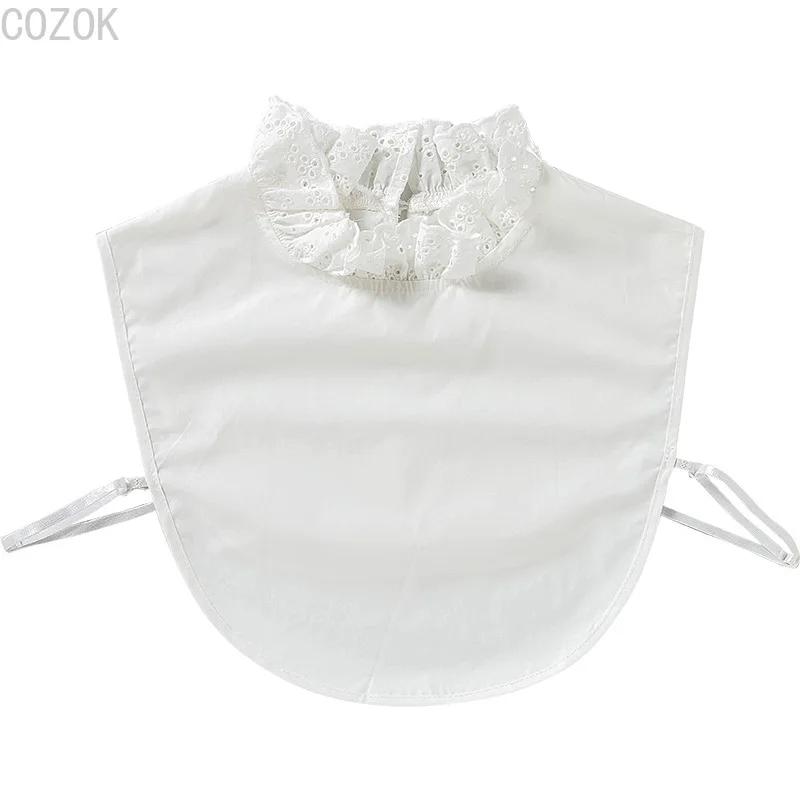 Fashion Women's Embroidery Shirt Fake Collar Removable Mujer Faux Cols White Sweater False Collar Lapel Shirt Blouse Detachable