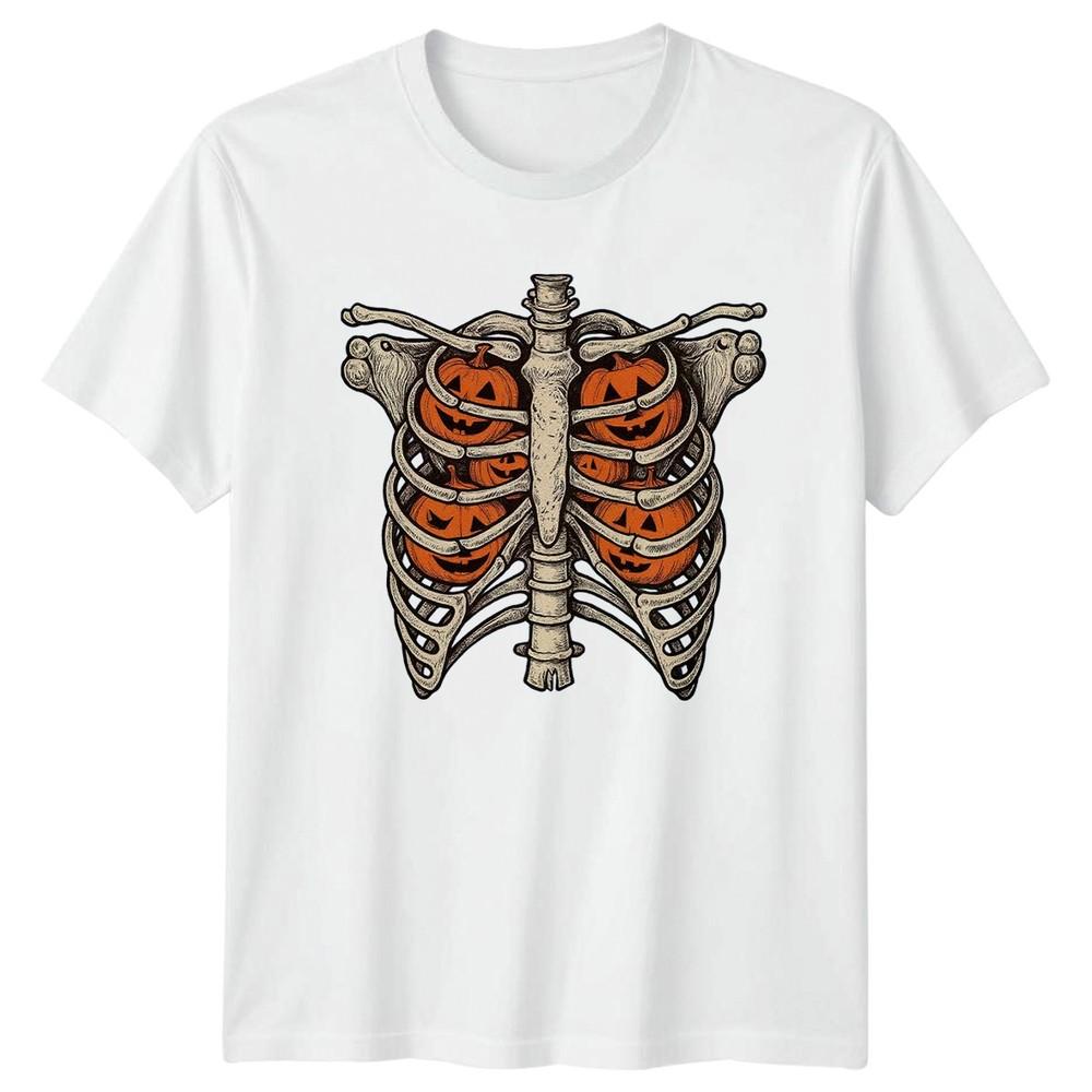 Retro Halloween Ribcage Pumpkins TShirt Halloween Gift For Him And Her