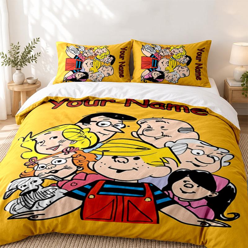 Dennis the Menace Custom Name 3pc set Perfect for bedroom use Comfortable bedding set includes a duvet cover and two pillowcases Ideal birthday or Chr